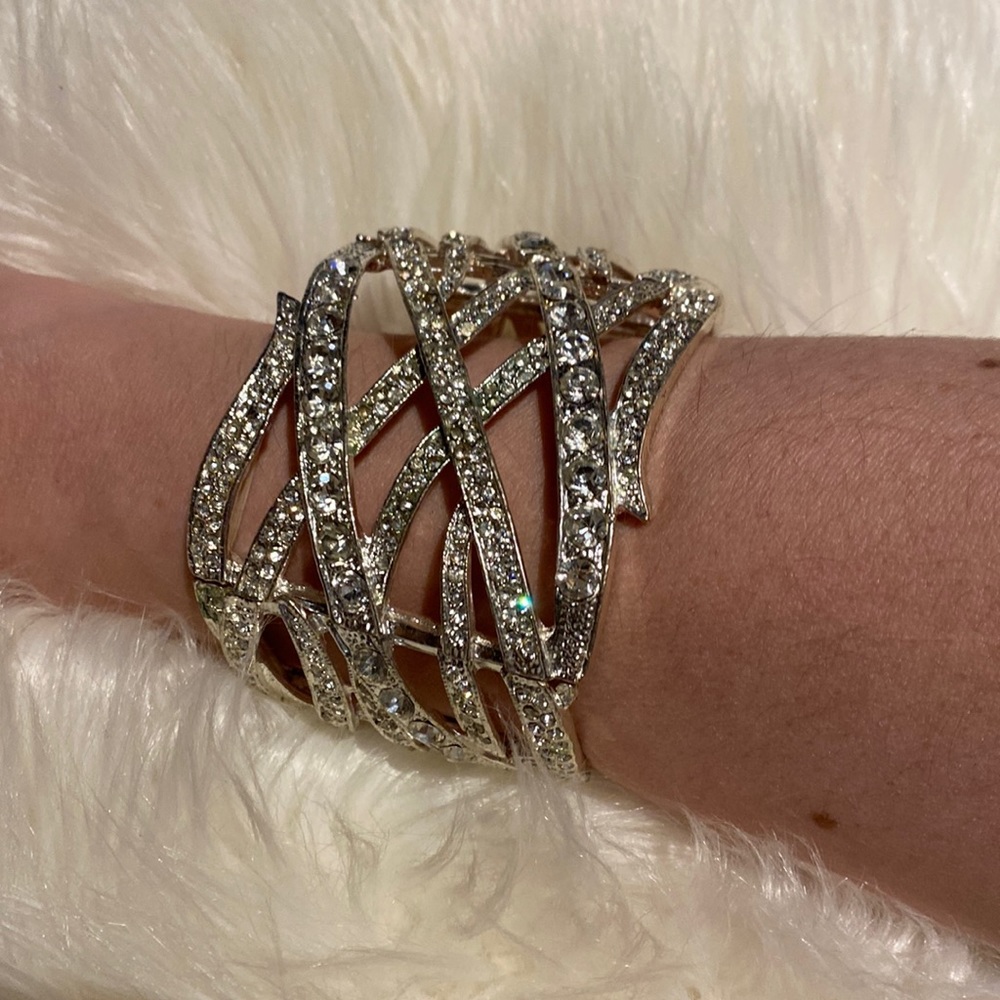 Rhinestone Cuff Bracelet Elastic